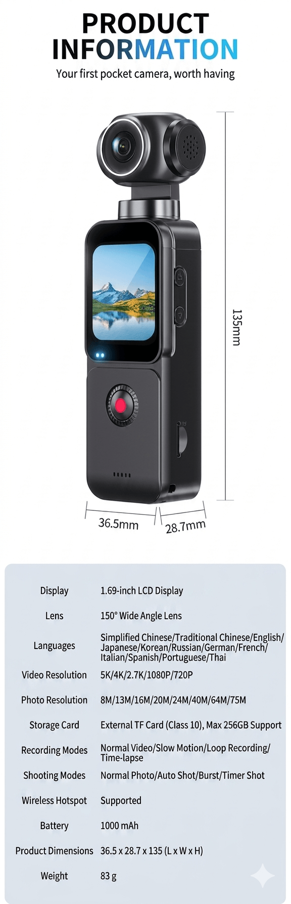 Rotating Pocket Hd Handheld